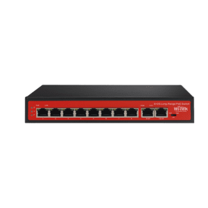 Long-Range PoE (802.3af/at/bt) Switch with 8 x 10/100Mbps PoE Ports and 2 Gigabit Ethernet Up-link Ports